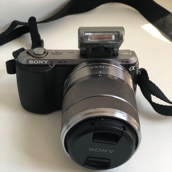 câmera sony nex-c3 16.2 megapixels com lente 18-55 f3.5-5.6