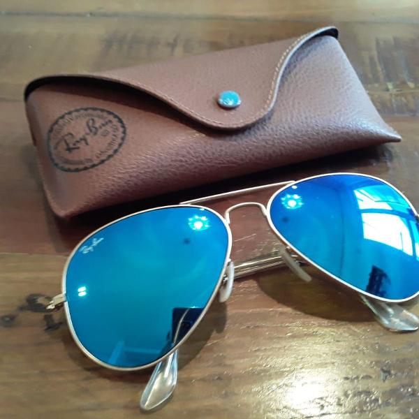 culos ray ban aviator flash lenses azul