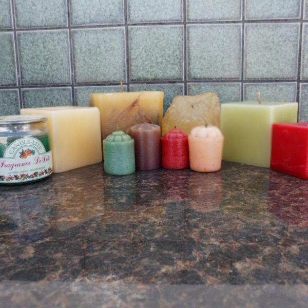 kit 10 velas decorativas aromatizadas coloridas em formato