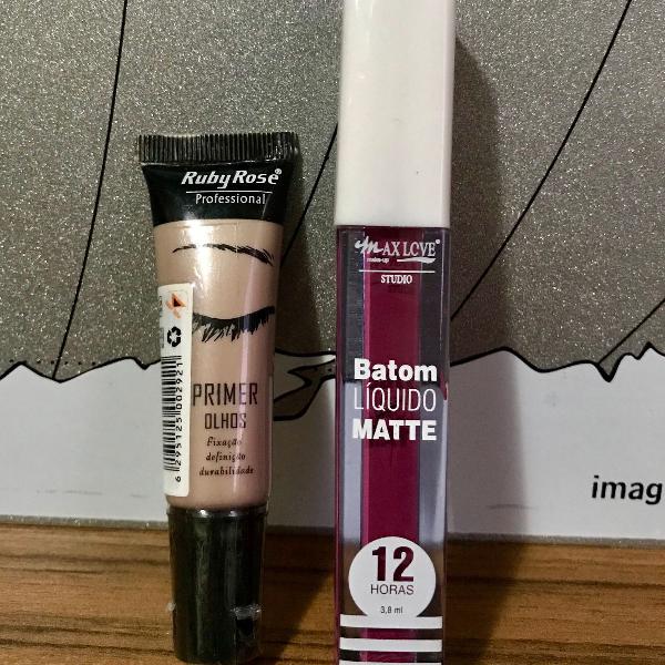 kit batom e primer olhos