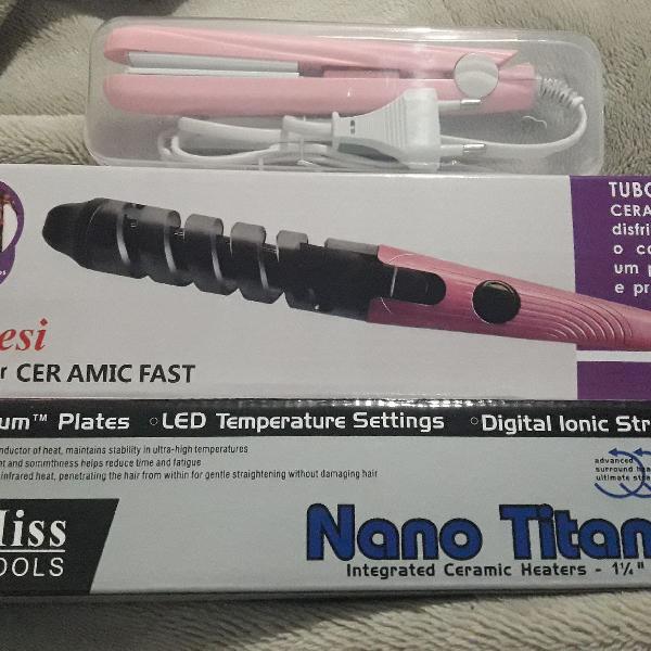 kit mini chapinha , baby liss e nano titanium bivolt