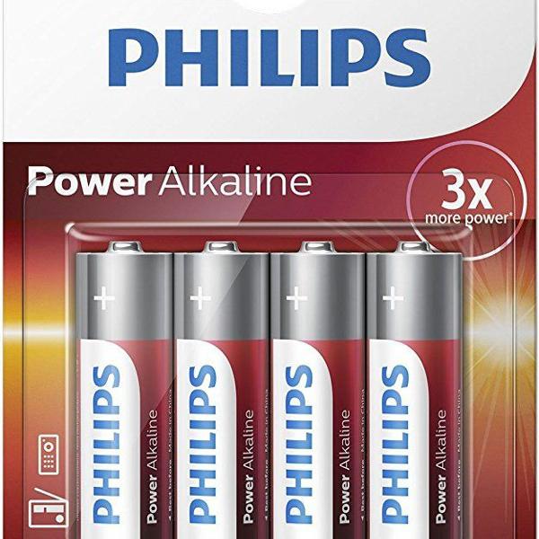 pilha aaa palito philips power alkaline 4 pilhas