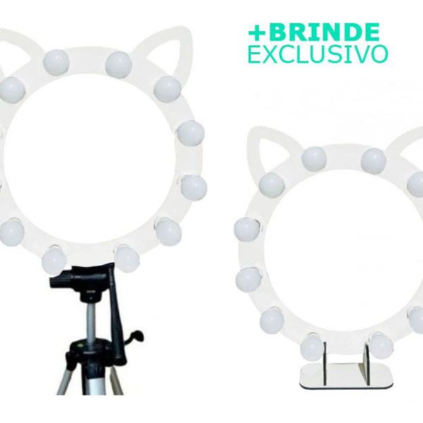 ring light gatinho 12 bocais personalizado para make e fotos