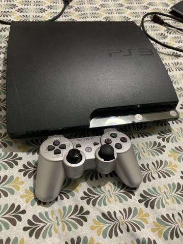 Ps3 slim com 1 jogo e 1 controle pego ps2