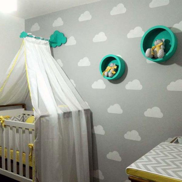 48 nuvens adesivas de 13cm para decorar quarto bebe berço