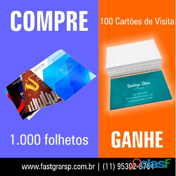 COMPRE MIL FOLHETOS E GANHE 100 CARTÕES DE VISITA