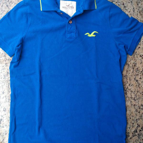 Camiseta Polo masculina Hollister Azul - Tamanho G