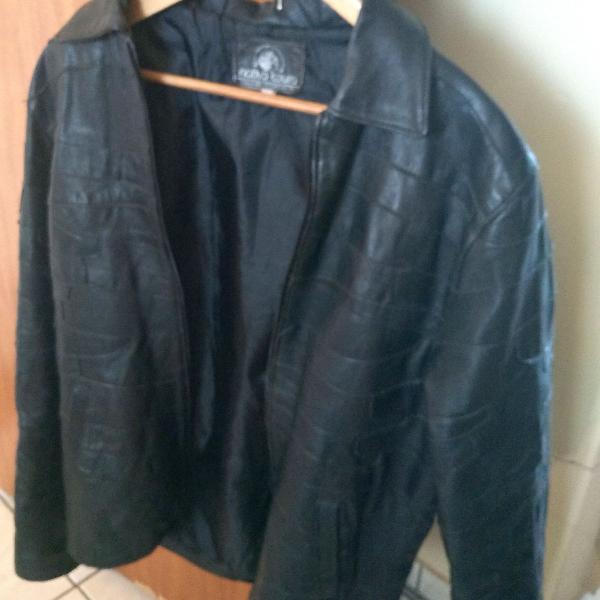 Jaqueta masculina de couro patchwork