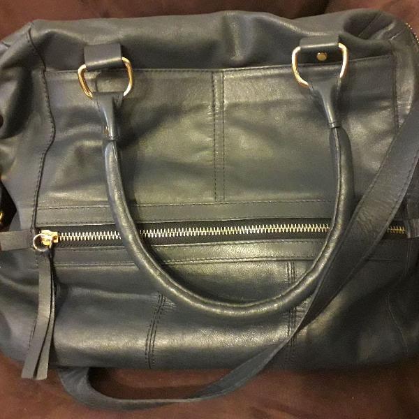 Linda bolsa de couro legítimo azul escuro da Baggage