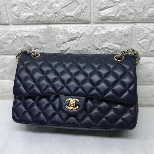 bolsa chanel 2.55 couro lambaskin azul marinho pronta