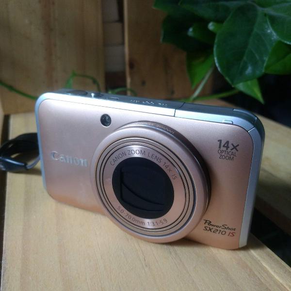 câmera canon powershot sx 210 is dourada