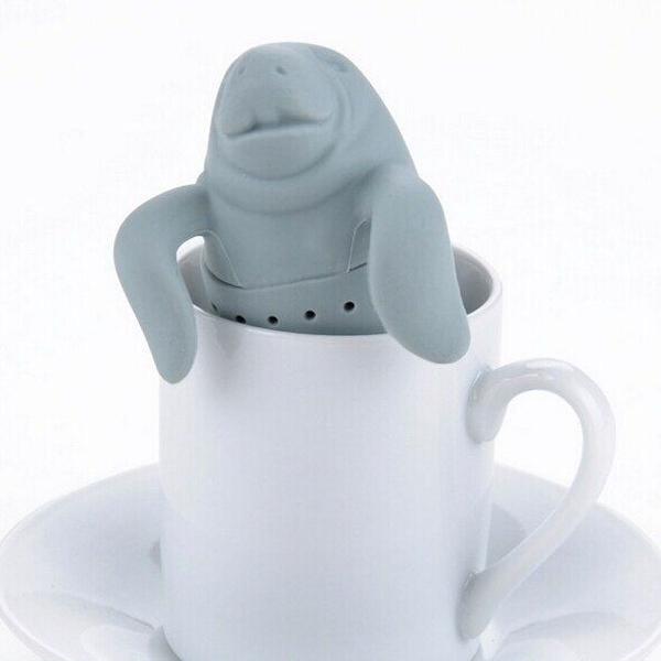infusor de chá em forma de leão marinho de silicone