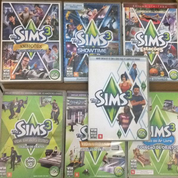 kit the sims 3 base + 3 pacotes de expansão + 3 coleção