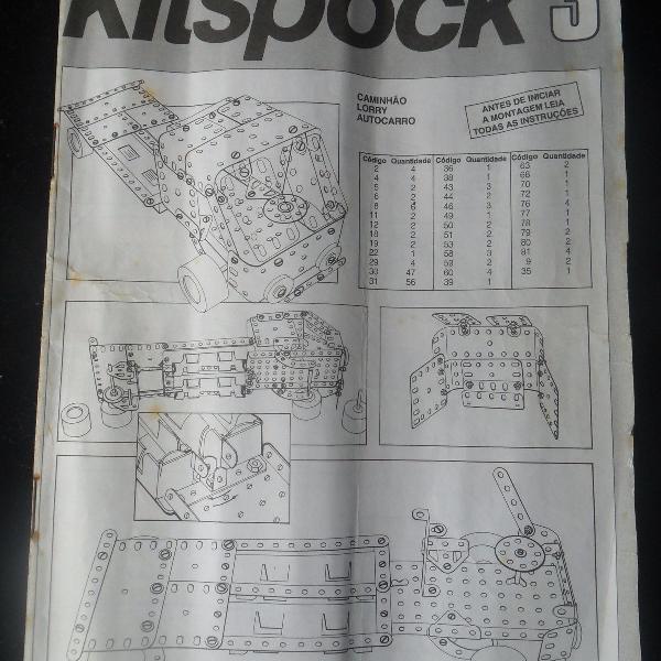 manual do raro brinquedo kitspock de montar em metal, da