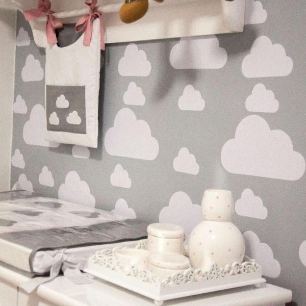 nuvens adesivas para decorar quarto bebe brço trocador de