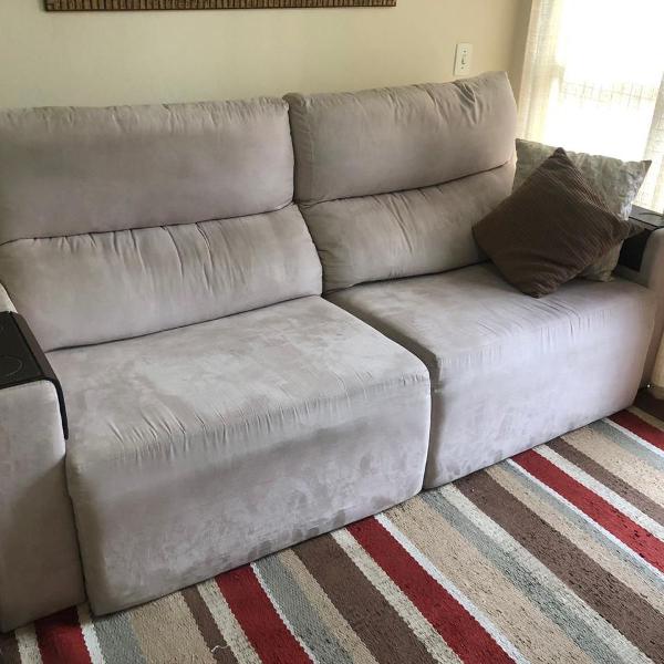 sofá 3 lugares (retrátil e reclinável) + almofadas le lis