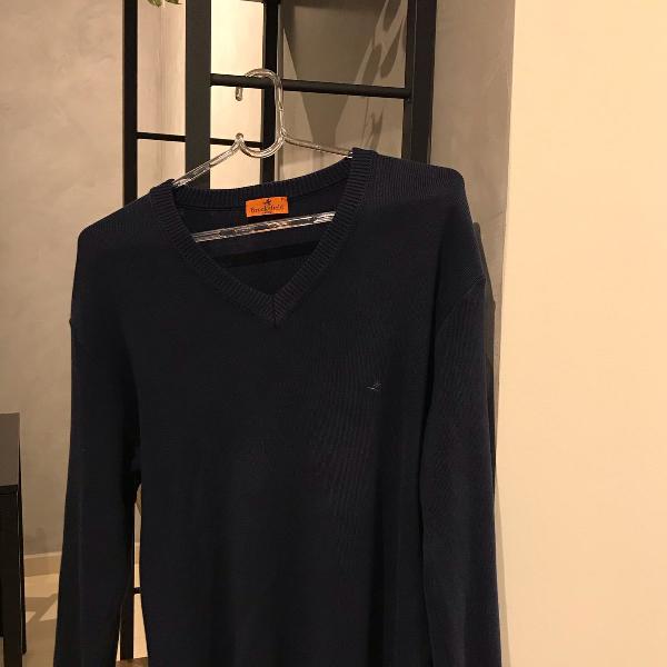 suéter brooksfield tricot azul marinho