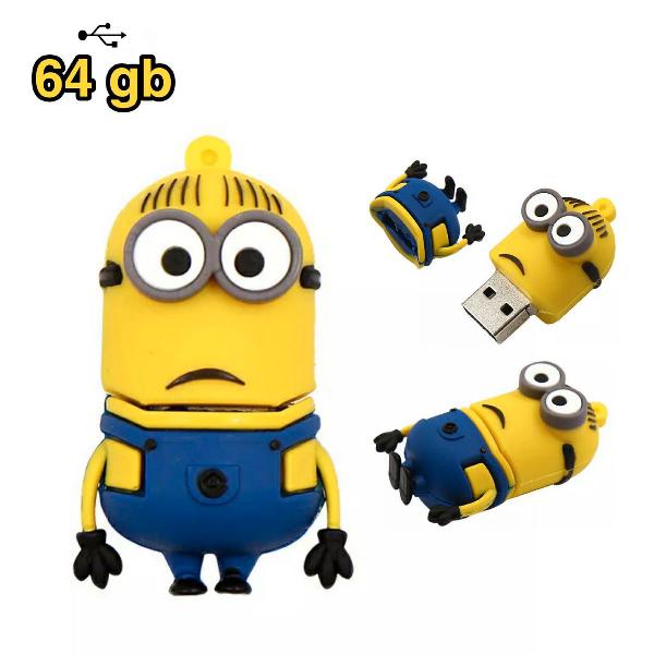 Pen drive dos Minions 64 gb USB 2.0 emborrachado pronta
