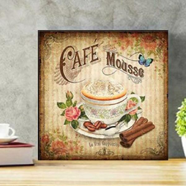 Placa decorativa em MDF - café vintage novo - Tam:20x20cm