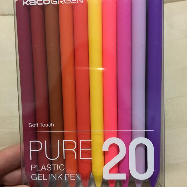 canetas kacogreen pure plastic gel ink pen 20 cores - nunca
