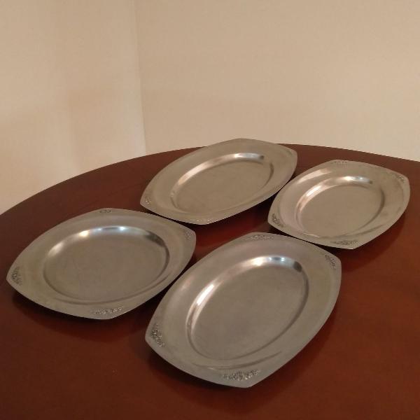 conjunto com 4 bandejas baixelas de inox