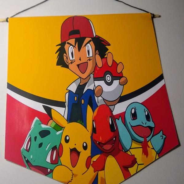 flâmula pokemon - bandeira decorativa - kit com 3 un.