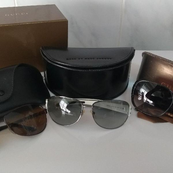 kit com 03 óculos marcas Gucci, Prada e Ray Ban
