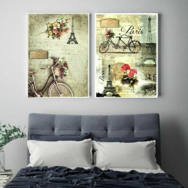 kit com 2 placas decorativas- Paris vintage - Tam:A3