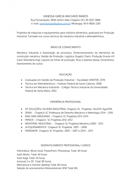 Projetista Mecânico com experiência