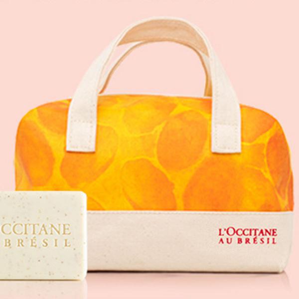 kit bolsa amarela + sabonete loccitane au bresil