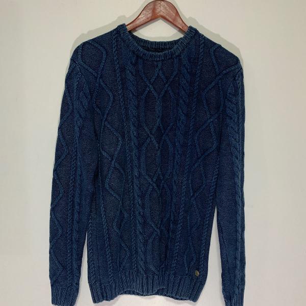 sueter reserva tricot tranças azul marinho