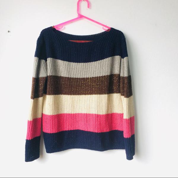 suéter oversized colorido lurex