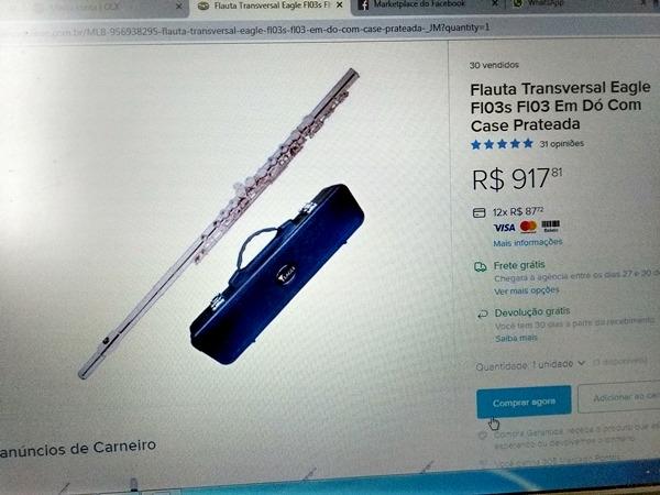 Flauta transversal Eagle FL03S; praticamente nova