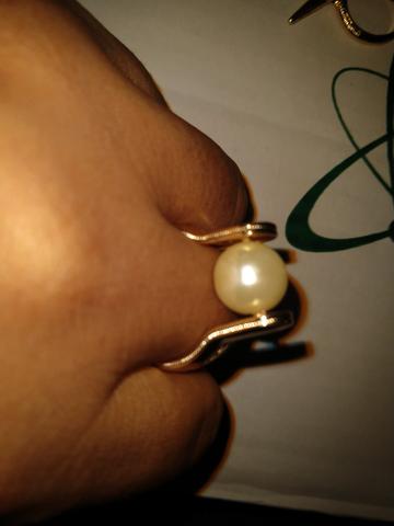 Anel pérola com zirconia