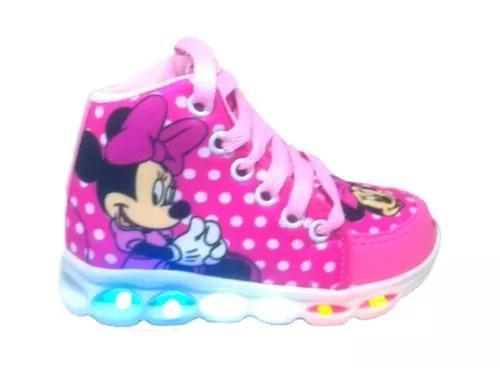 Bota Luz 6 Led Minnie Infantil Bebê Criança Tênis