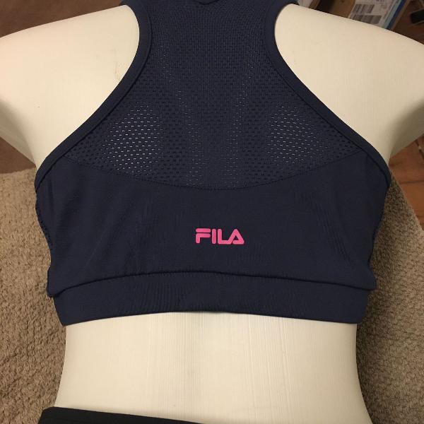 Top fila azul marinho com rosa, olha que lindo