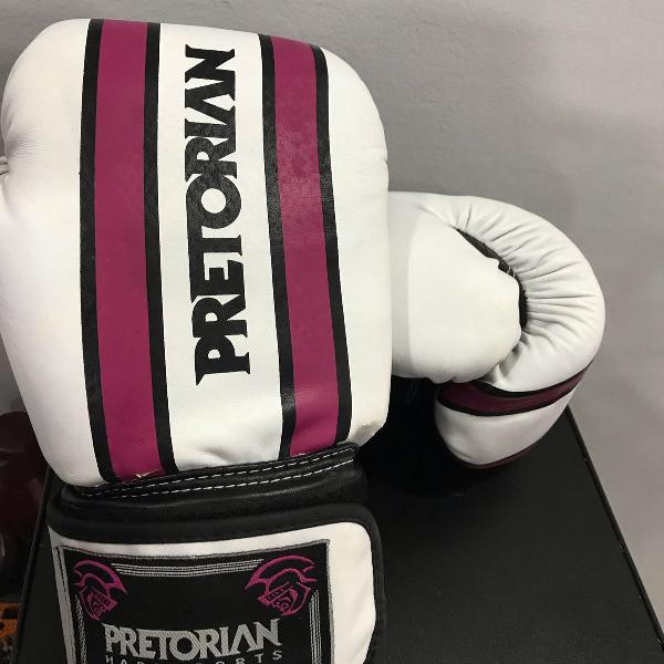 luva treino pretorian 12 oz rosa e branca