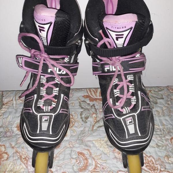 patins fila preto e rosa (pouco uso)