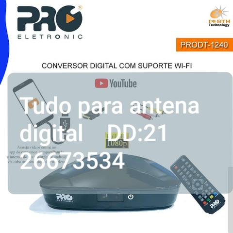 Conversor Digital, Antena Pq,Cabo e suporte