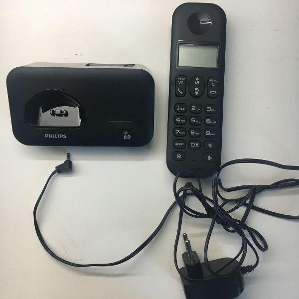 Telefone Sem Fio Philips Preto D1501b/br C/ Identificador