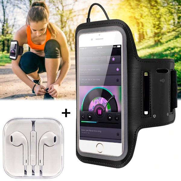 braçadeira para celular esportes iphone 5 6s plus com fone