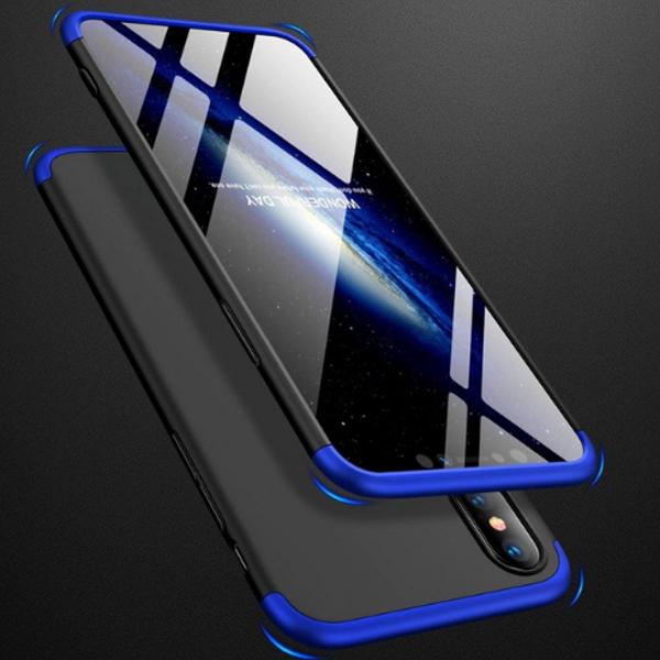 capa iphone 7 8 frente e verso 360 cor preto com azul escuro
