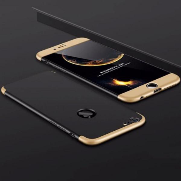 capa iphone 7 8 frente e verso 360 tampas preto com dourado