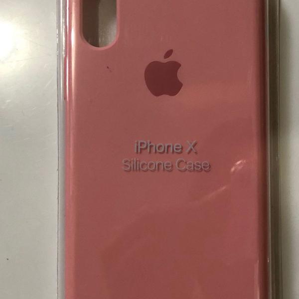 capa silicone original iphone x rosa salmao