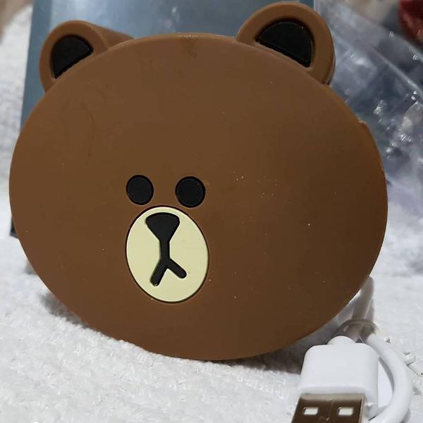 carregador portátil power supply emoji carinha de urso