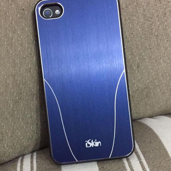 case capa iphone 4 4s azul metal escovado