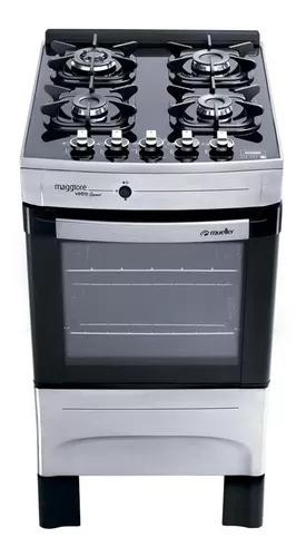 Fogão Mueller 4 Bocas Maggiore Vetro Gourmet Inox Com Grill