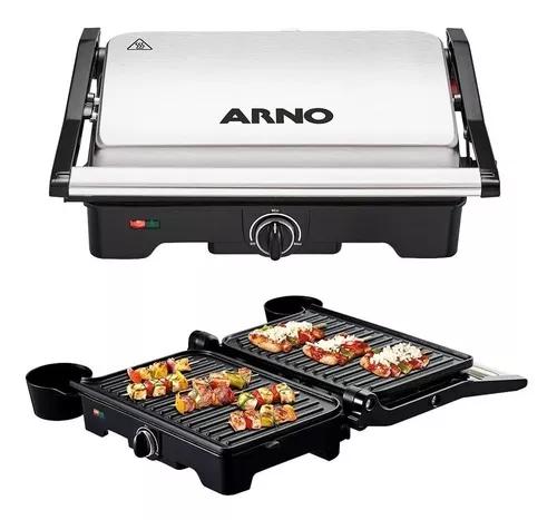 Grill E Sanduicheira Arno Dual Inox Com Abertura 180° 1100w