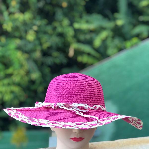 chapéu palha rosa