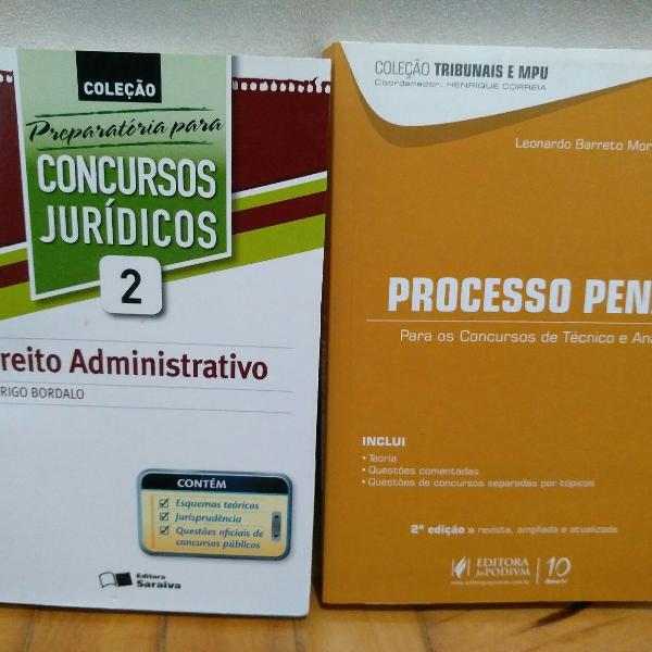 Livros Processo Penal (2013) e Direito Administrativo (2012)